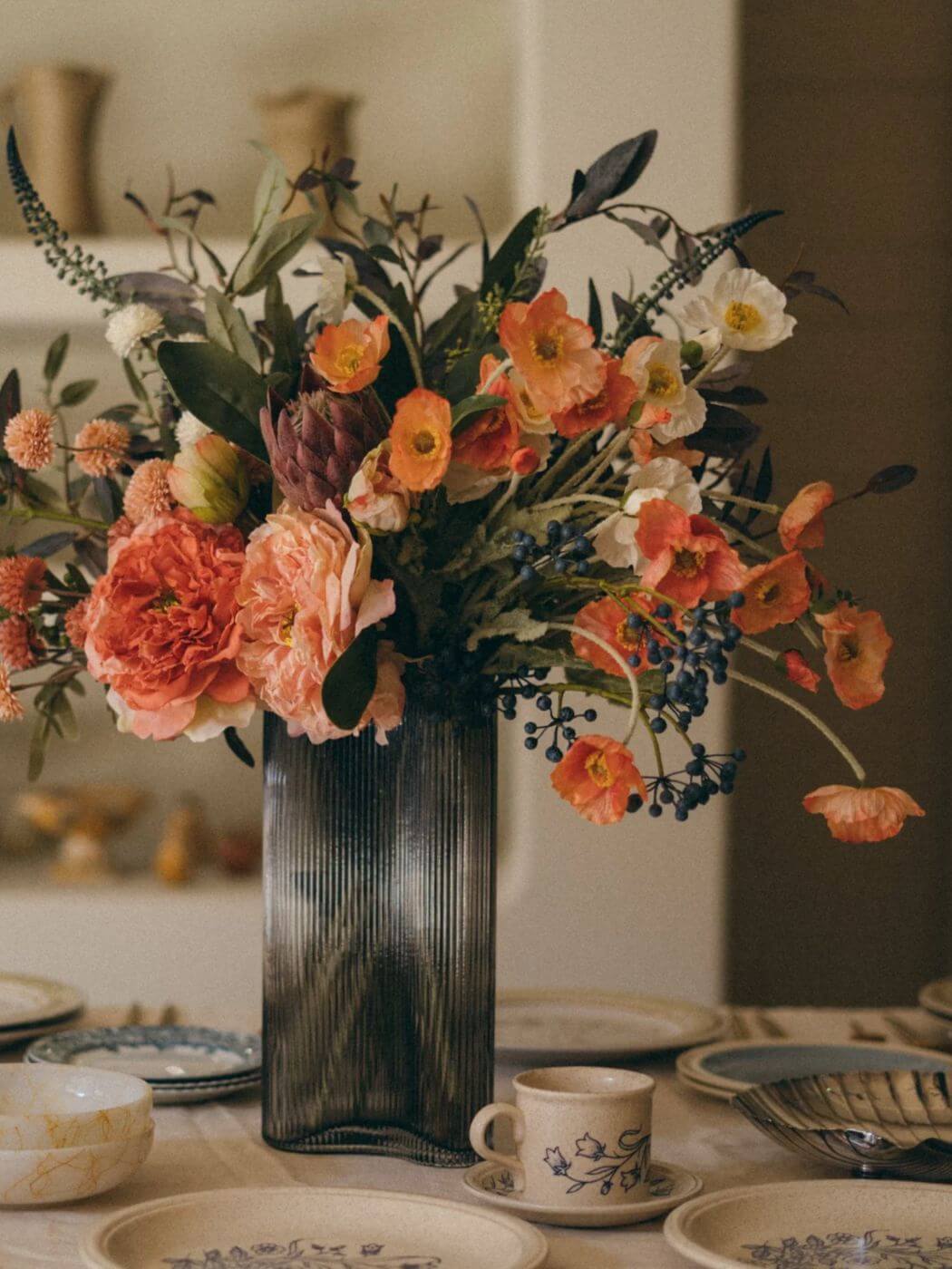 kunstbloemen in vaas